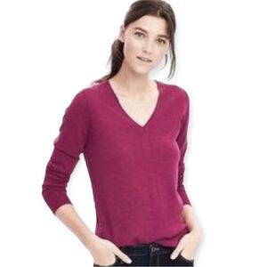 🔃Gap Extra Fine Merino Wool V Neck Red Pullover Sweater